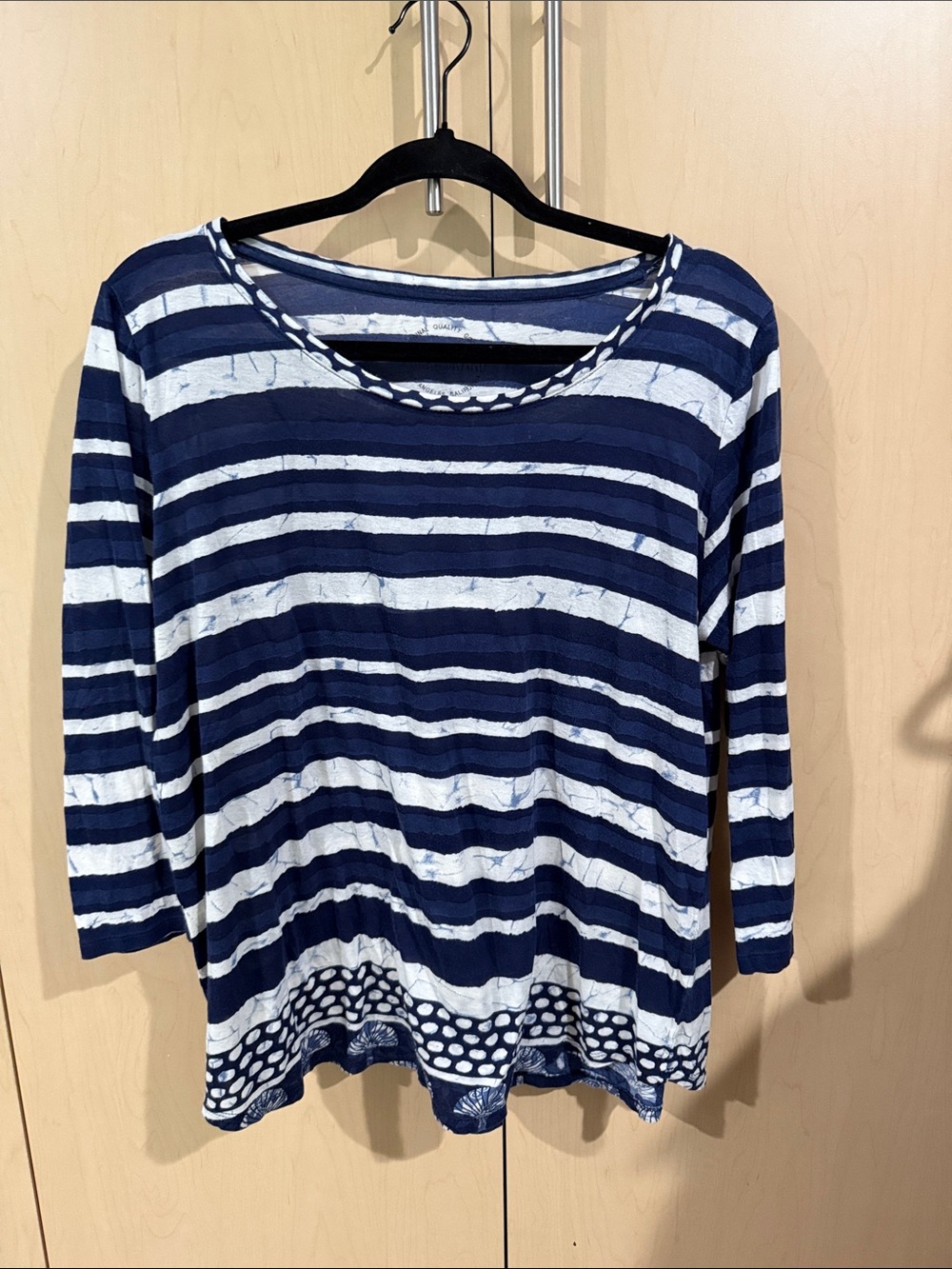 Lucky Brand Navy and White Striped Long Sleeve Tee